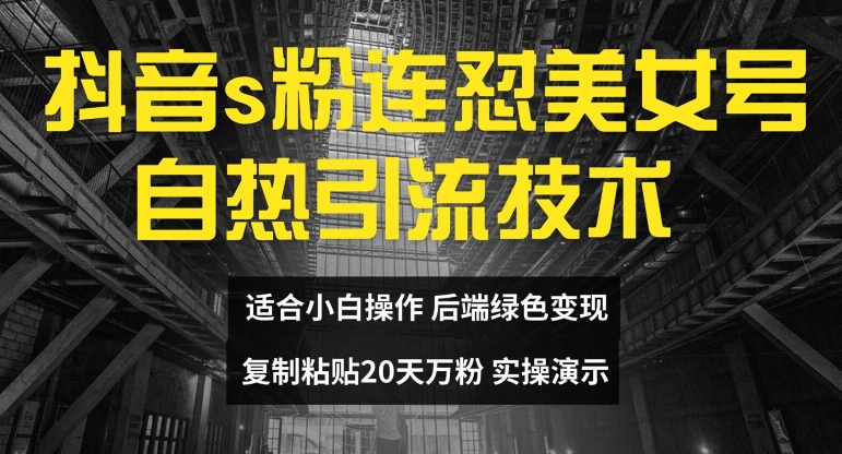 抖音s粉连怼美女号自热引流技术复制粘贴，20天万粉账号，无需实名制，矩阵操作【揭秘】-轻创网