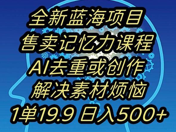 蓝海项目记忆力提升，AI去重，一单19.9日入500+【揭秘】-轻创网