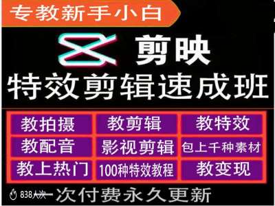 剪映特效教程和运营变现教程，特效剪辑速成班，专教新手小白-轻创网