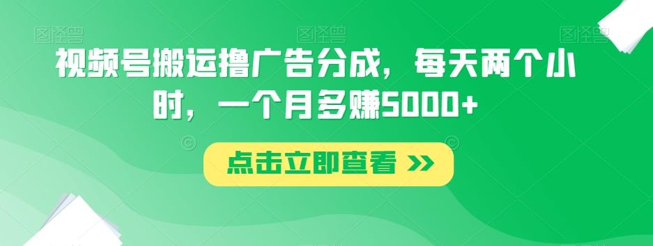 视频号搬运撸广告分成，每天两个小时，一个月多赚5000+-轻创网
