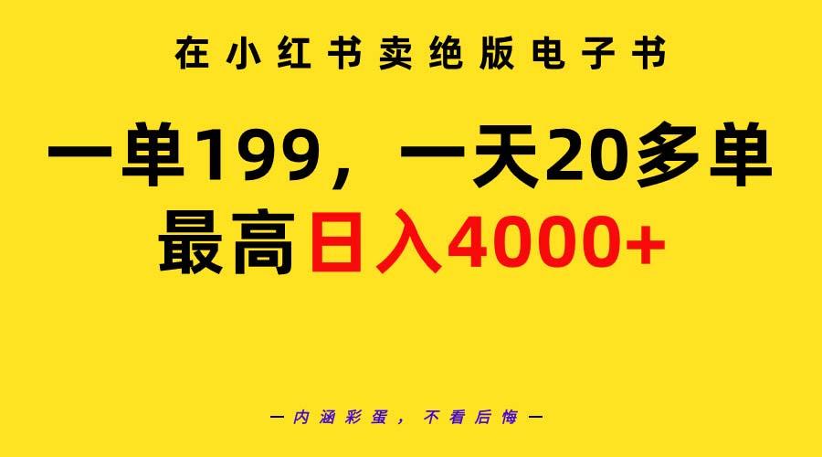 (9401期)在小红书卖绝版电子书，一单199 一天最多搞20多单，最高日入4000+教程+资料-轻创网