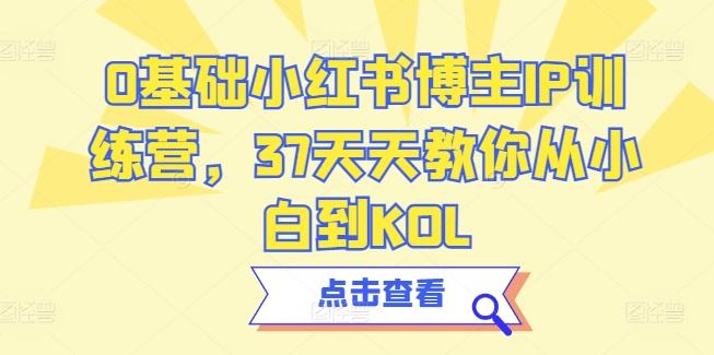 0基础小红书博主IP训练营，37天天教你从小白到KOL-轻创网