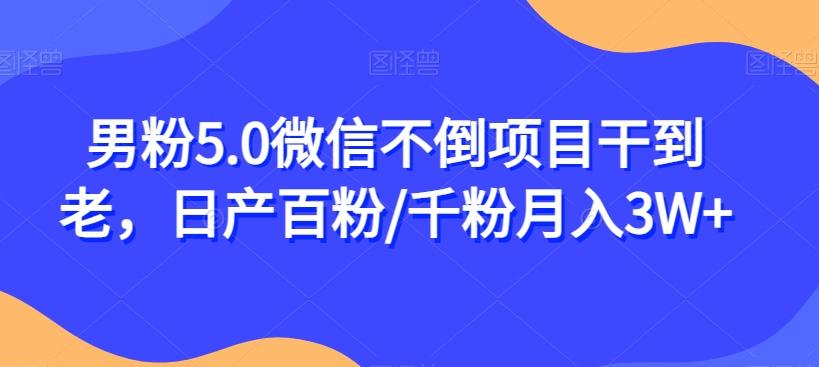 男粉5.0微信不倒项目干到老，日产百粉/千粉月入3W+【揭秘】-轻创网