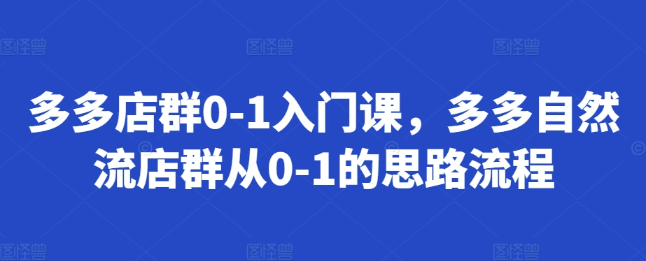 多多店群0-1入门课，多多自然流店群从0-1的思路流程-轻创网