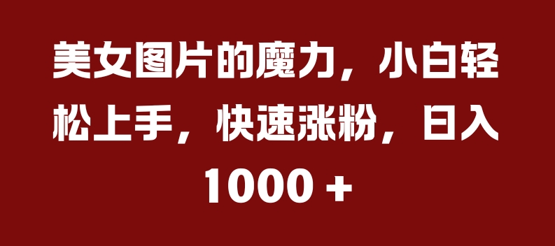 美女图片的魔力，小白轻松上手，快速涨粉，日入几张【揭秘】-轻创网