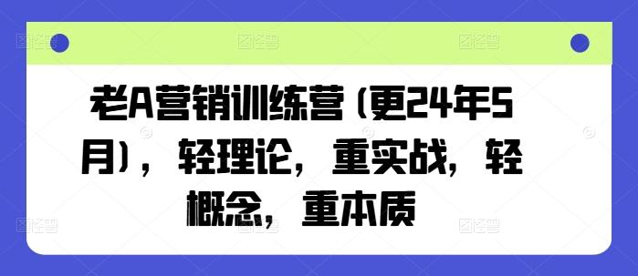 老A营销训练营(更24年6月)，轻理论，重实战，轻概念，重本质-轻创网