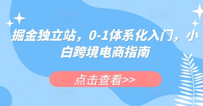 掘金独立站，0-1体系化入门，小白跨境电商指南-轻创网