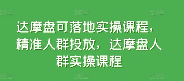 达摩盘可落地实操课程，精准人群投放，达摩盘人群实操课程-轻创网