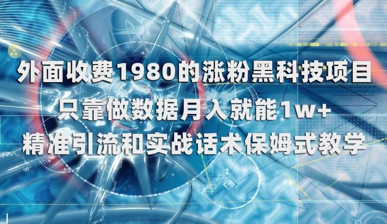 外面收费1980的涨粉黑科技项目，只靠做数据月入就能1w+【揭秘】-轻创网