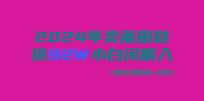 (9329期)2024年卖莆田鞋，搞了92W，小白闭眼操作！-轻创网