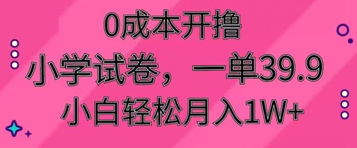 0成本开撸，小学试卷，一单39.9，小白轻松月入1W+-轻创网