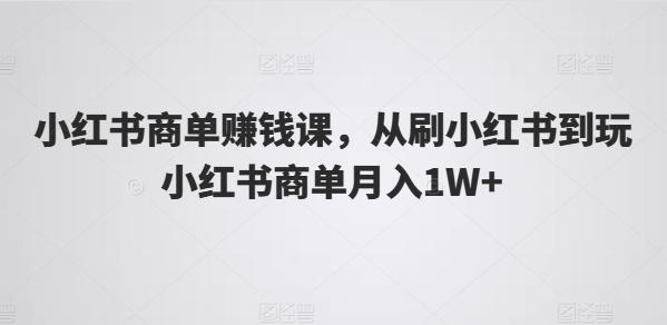 小红书商单赚钱课，从刷小红书到玩小红书商单月入1W+-轻创网