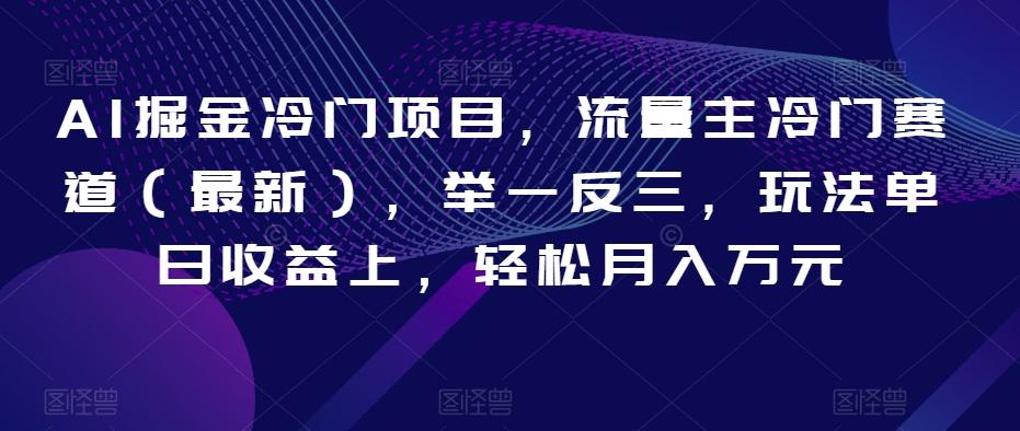 AI掘金冷门项目，流量主冷门赛道（最新），举一反三，玩法单日收益上，轻松月入万元【揭秘】-轻创网