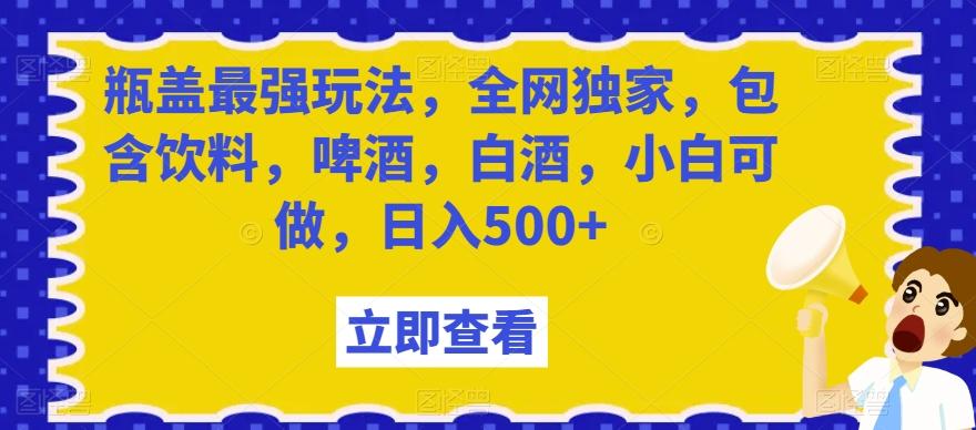 瓶盖最强玩法，全网独家，包含饮料，啤酒，白酒，小白可做，日入500+【揭秘】-轻创网