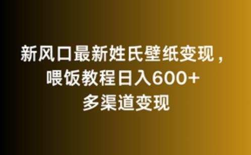 新风口最新姓氏壁纸变现，喂饭教程日入600+【揭秘】-轻创网
