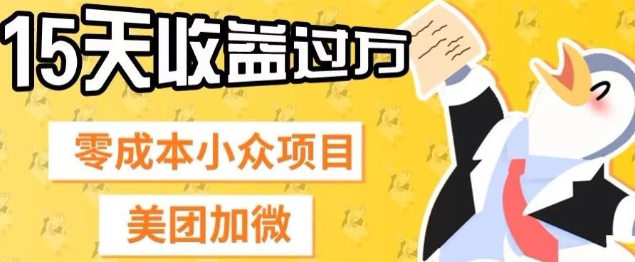 零成本小众项目，美团加微，一单4.5+，15天已经有人赚上万收益-轻创网