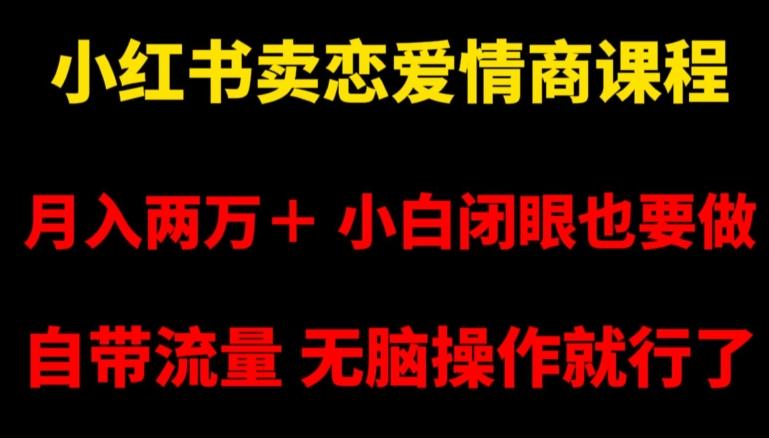 小红书卖恋爱情商课程，月入两万＋，小白闭眼也要做，自带流量，无脑操作就行了【揭秘】-轻创网