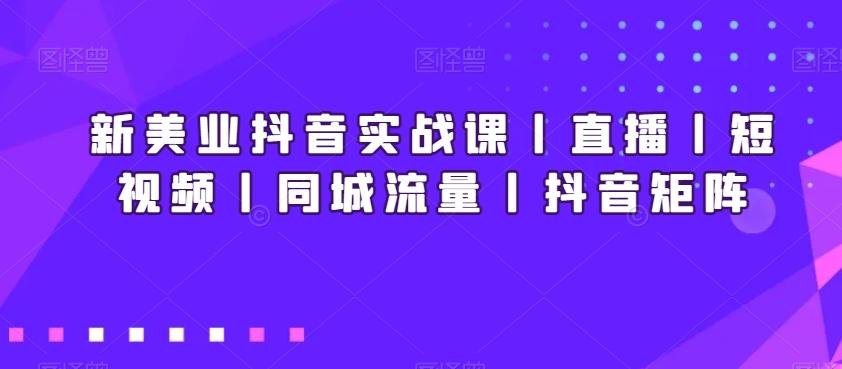 新美业抖音实战课丨直播丨短视频丨同城流量丨抖音矩阵-轻创网