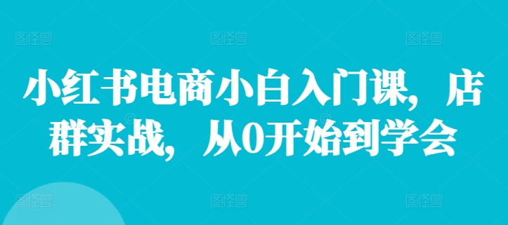 小红书电商小白入门课，店群实战，从0开始到学会-轻创网