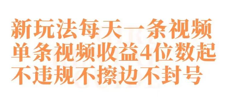 快手新玩法每天一条视频单条视频收益4位数起不违规不擦边不封号【揭秘】-轻创网