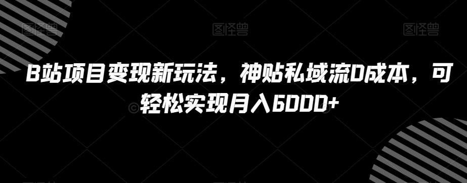 B站项目变现新玩法，神贴私域流0成本，可轻松实现月入6000+【揭秘】-轻创网