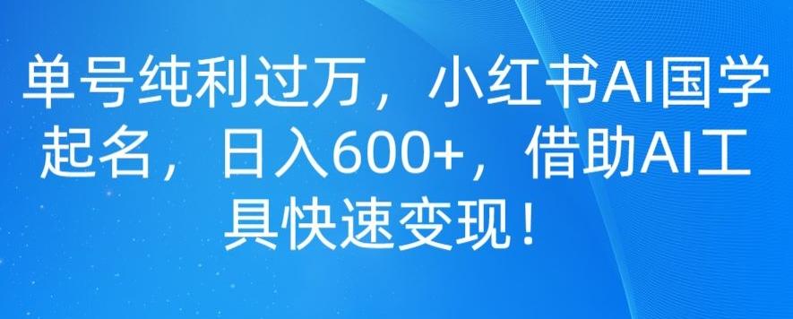 单号纯利过万，小红书AI国学起名，日入600+，借助AI工具快速变现-轻创网