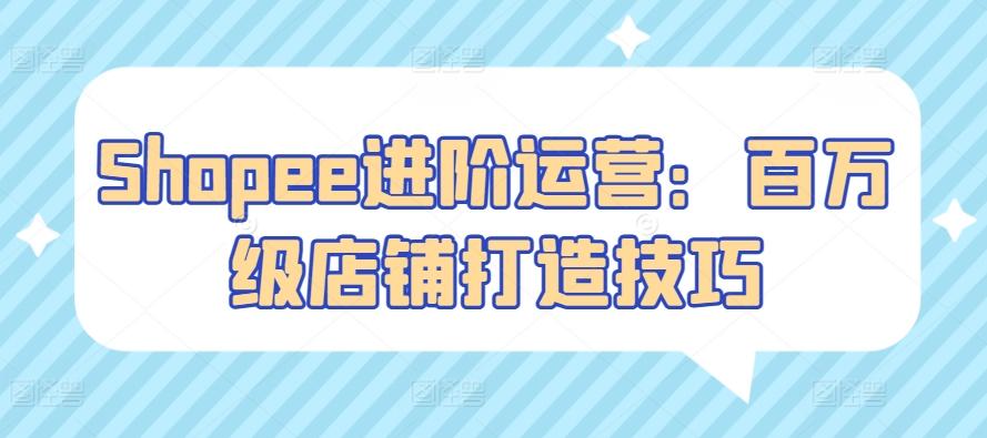 Shopee进阶运营：百万级店铺打造技巧-轻创网