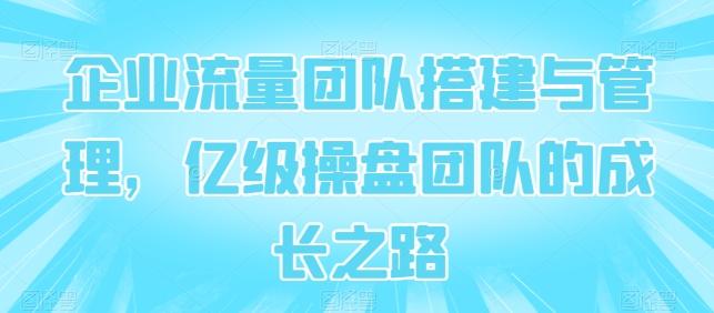 企业流量团队搭建与管理，亿级操盘团队的成长之路-轻创网