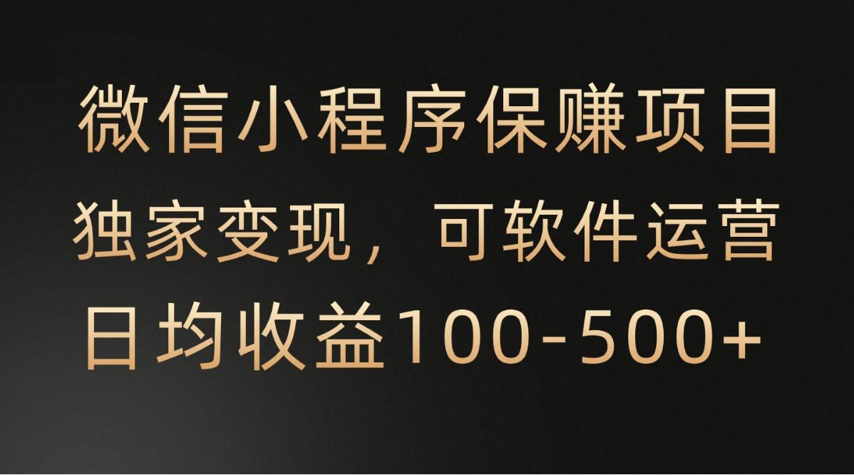 微信小程序，腾讯保赚项目，可软件自动运营，日均100-500+收益有保障-轻创网
