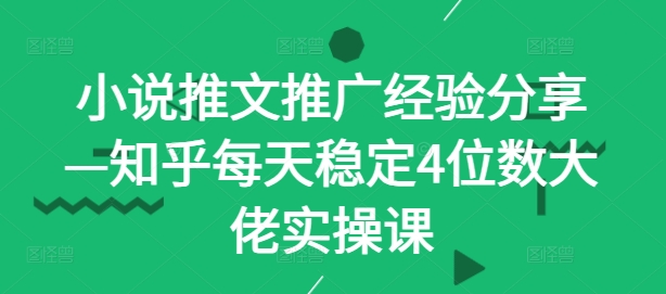 小说推文推广经验分享—知乎每天稳定4位数大佬实操课-轻创网