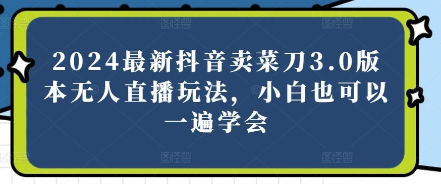 2024最新抖音卖菜刀3.0版本无人直播玩法，小白也可以一遍学会【揭秘】-轻创网