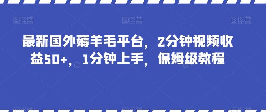 最新国外薅羊毛平台，2分钟视频收益50+，1分钟上手，保姆级教程【揭秘】-轻创网