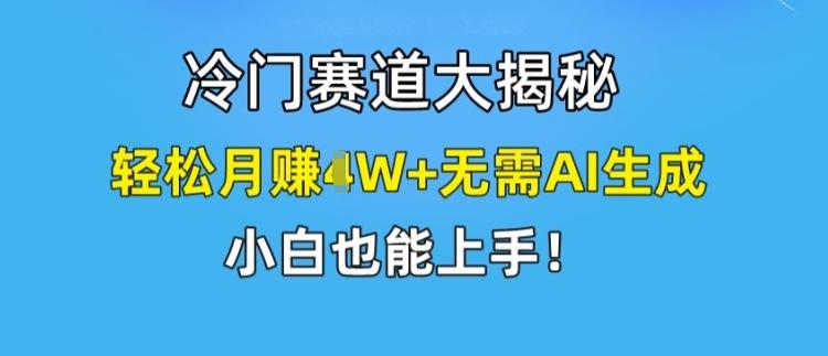 冷门赛道大揭秘，轻松月赚1W+无需AI生成，小白也能上手【揭秘】-轻创网