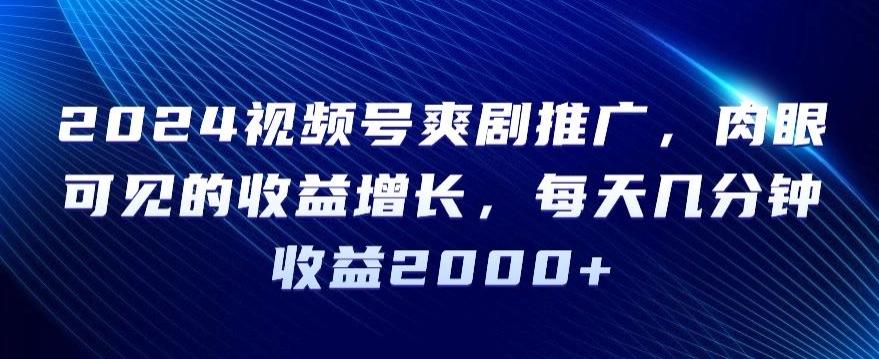 2024视频号爽剧推广，肉眼可见的收益增长，每天几分钟收益2000+【揭秘】-轻创网