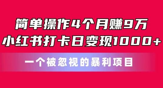 简单操作4个月赚9w，小红书打卡日变现1k，一个被忽视的暴力项目【揭秘】-轻创网