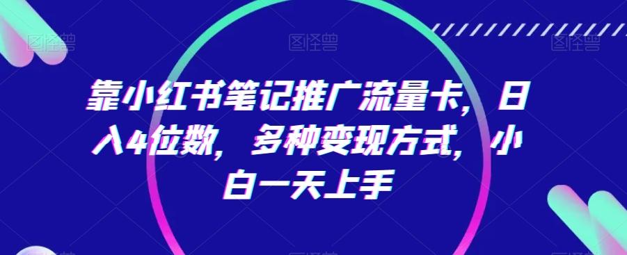 靠小红书笔记推广流量卡，日入4位数，多种变现方式，小白一天上手-轻创网