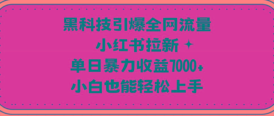 (9679期)黑科技引爆全网流量小红书拉新，单日暴力收益7000+，小白也能轻松上手-轻创网