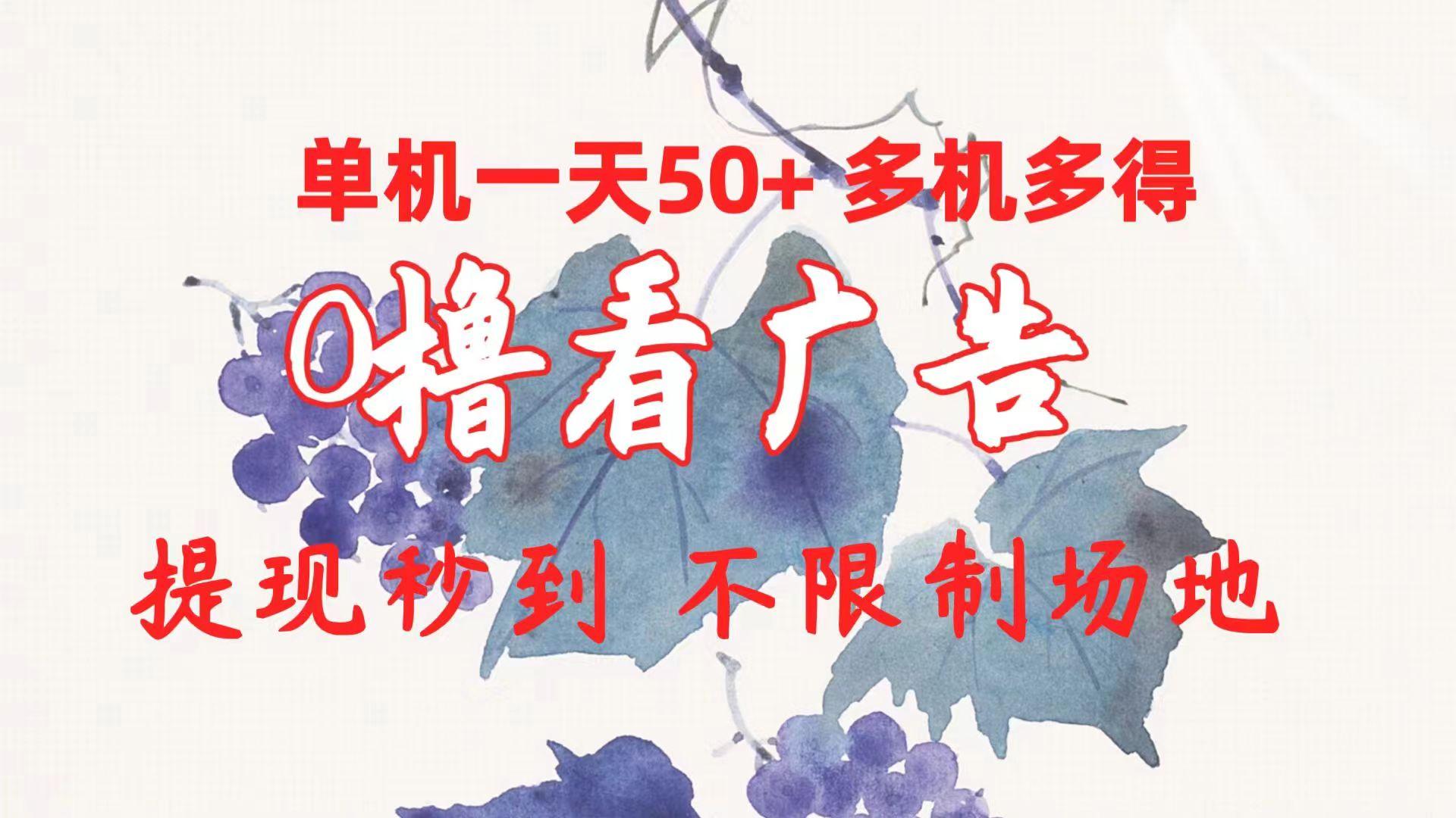 0撸看广告 单机一天50+多机多得 提现秒到 不限制场地操作-轻创网