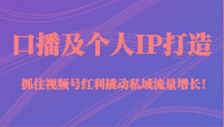 口播及个人IP打造，抓住视频号红利撬动私域流量增长！（45节课）-轻创网