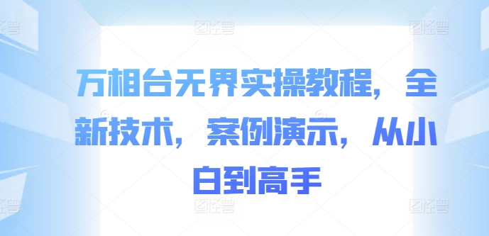 万相台无界实操教程，全新技术，案例演示，从小白到高手-轻创网