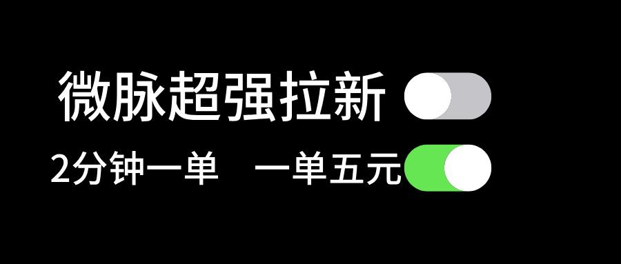 微脉超强拉新， 两分钟1单， 一单利润5块，适合小白-轻创网