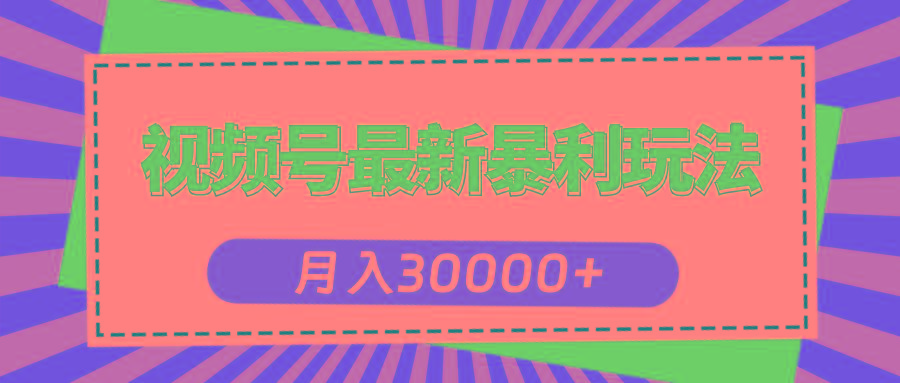 视频号最新暴利玩法，轻松月入30000+-轻创网