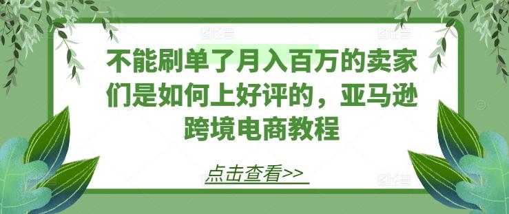 不能刷单了月入百万的卖家们是如何上好评的，亚马逊跨境电商教程-轻创网