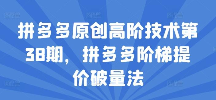 拼多多原创高阶技术第38期，拼多多阶梯提价破量法-轻创网