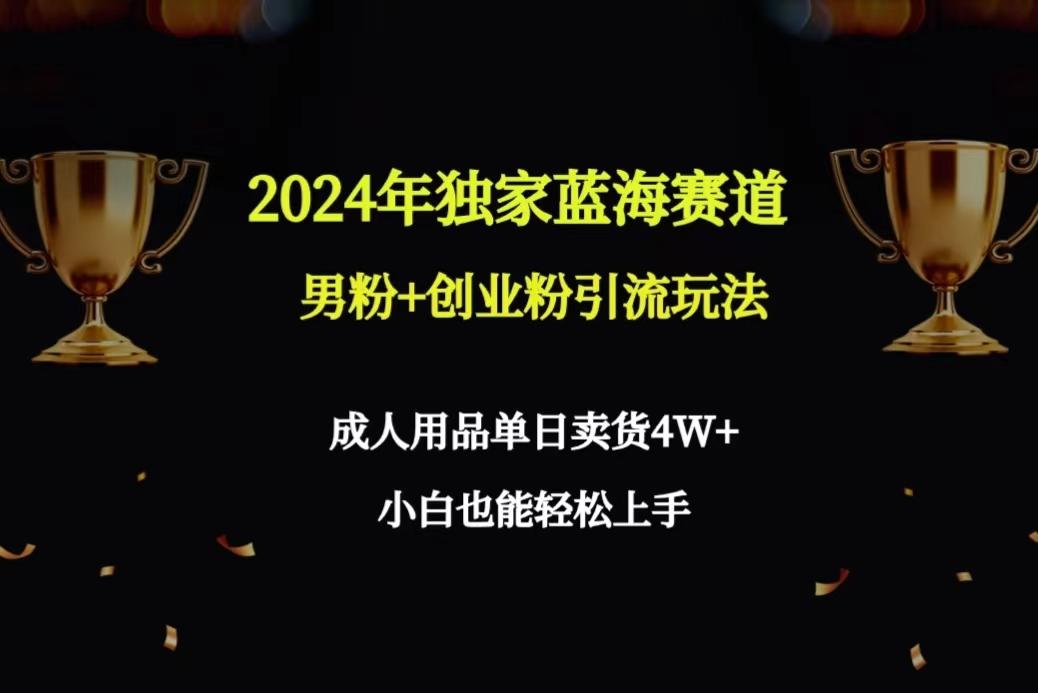 2024年独家蓝海赛道男粉+创业粉引流玩法，成人用品单日卖货4W+保姆教程-轻创网