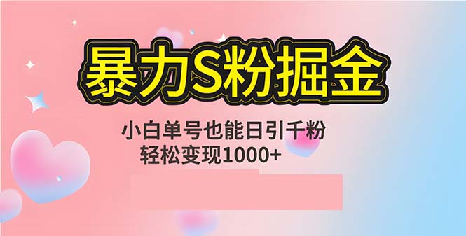 单人单机日引千粉，变现1000+，S粉流量掘金计划攻略-轻创网