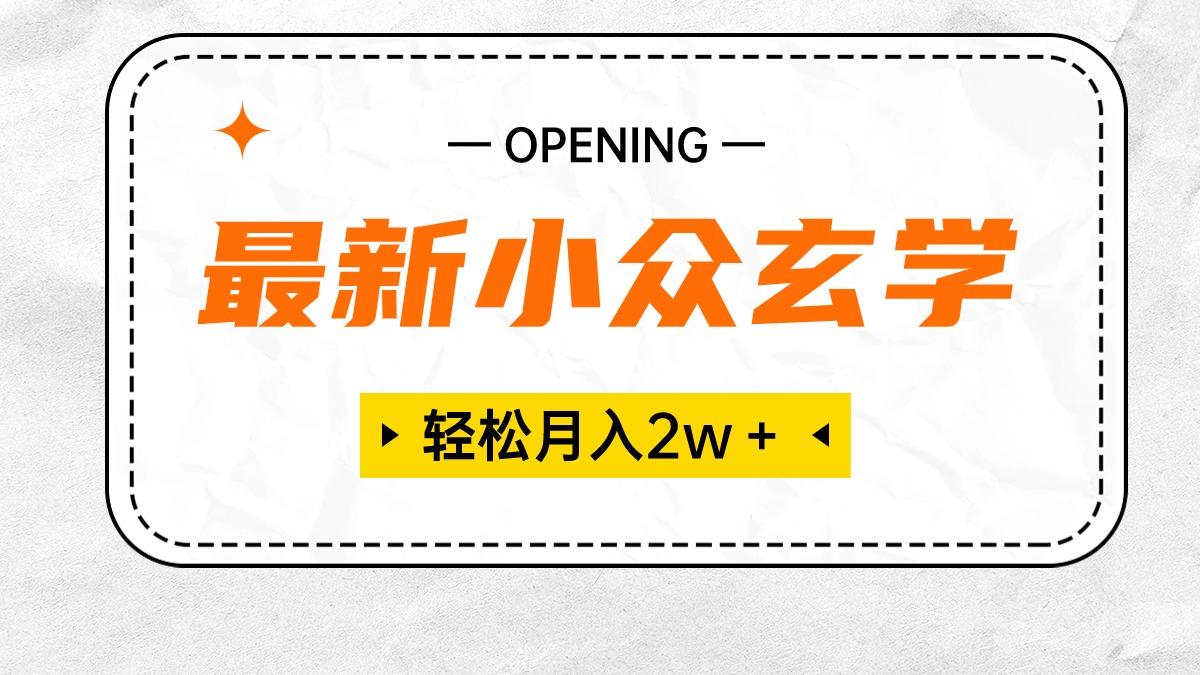 最新小众玄学项目，保底月入2W＋ 无门槛高利润，小白也能轻松掌握-轻创网