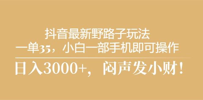 抖音最新野路子玩法，一单35，小白一部手机即可操作，，日入3000+，闷…-轻创网