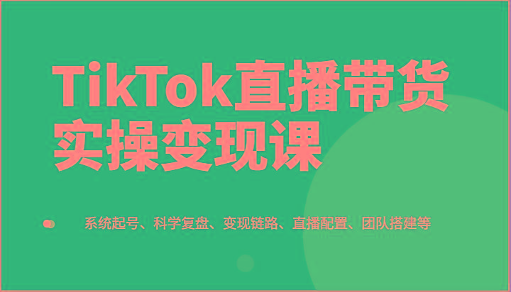 TikTok直播带货实操变现课：系统起号、科学复盘、变现链路、直播配置、团队搭建等-轻创网