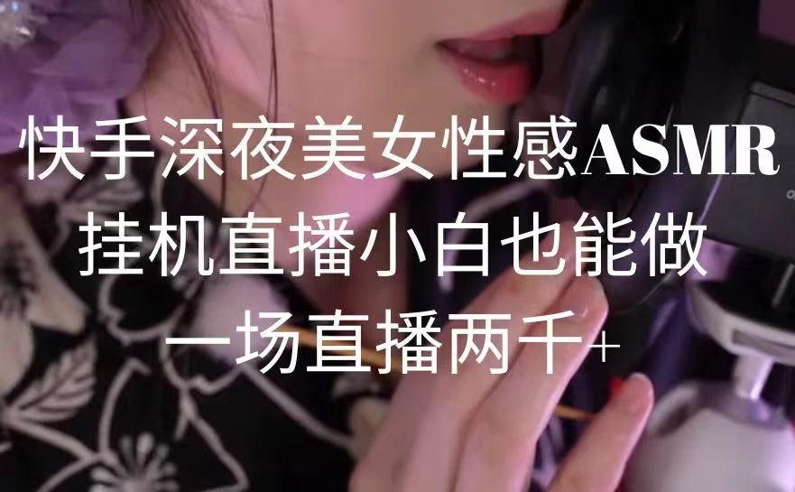 快手深夜美女性感ASMR挂机直播，小白也能做，一场直播两千+-轻创网
